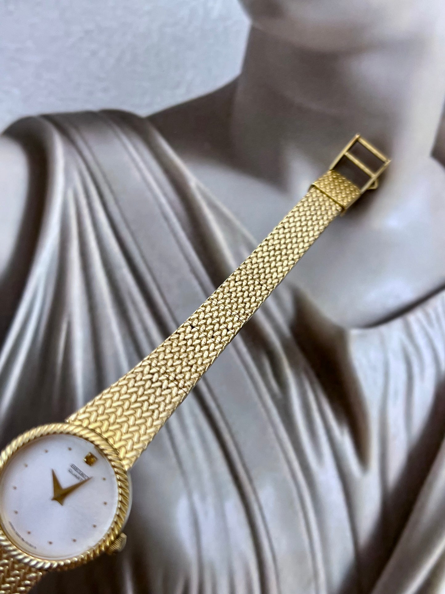 Seiko Womens Watch with Rope Bezel and Gold Woven Bracelet