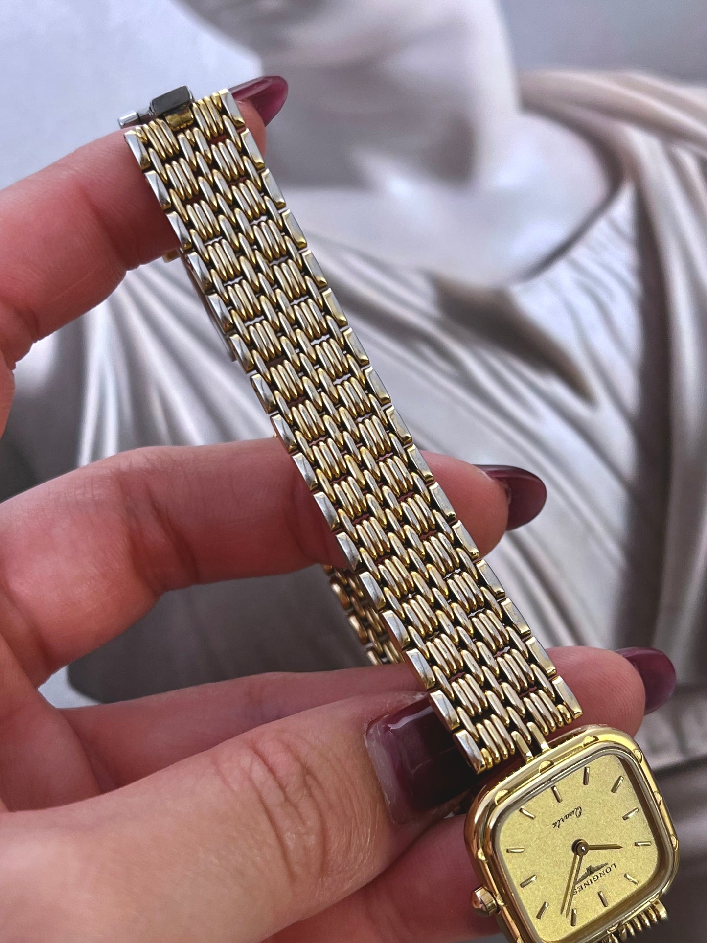 Longines Dimple Bezel Gold Weave Women’s Watch