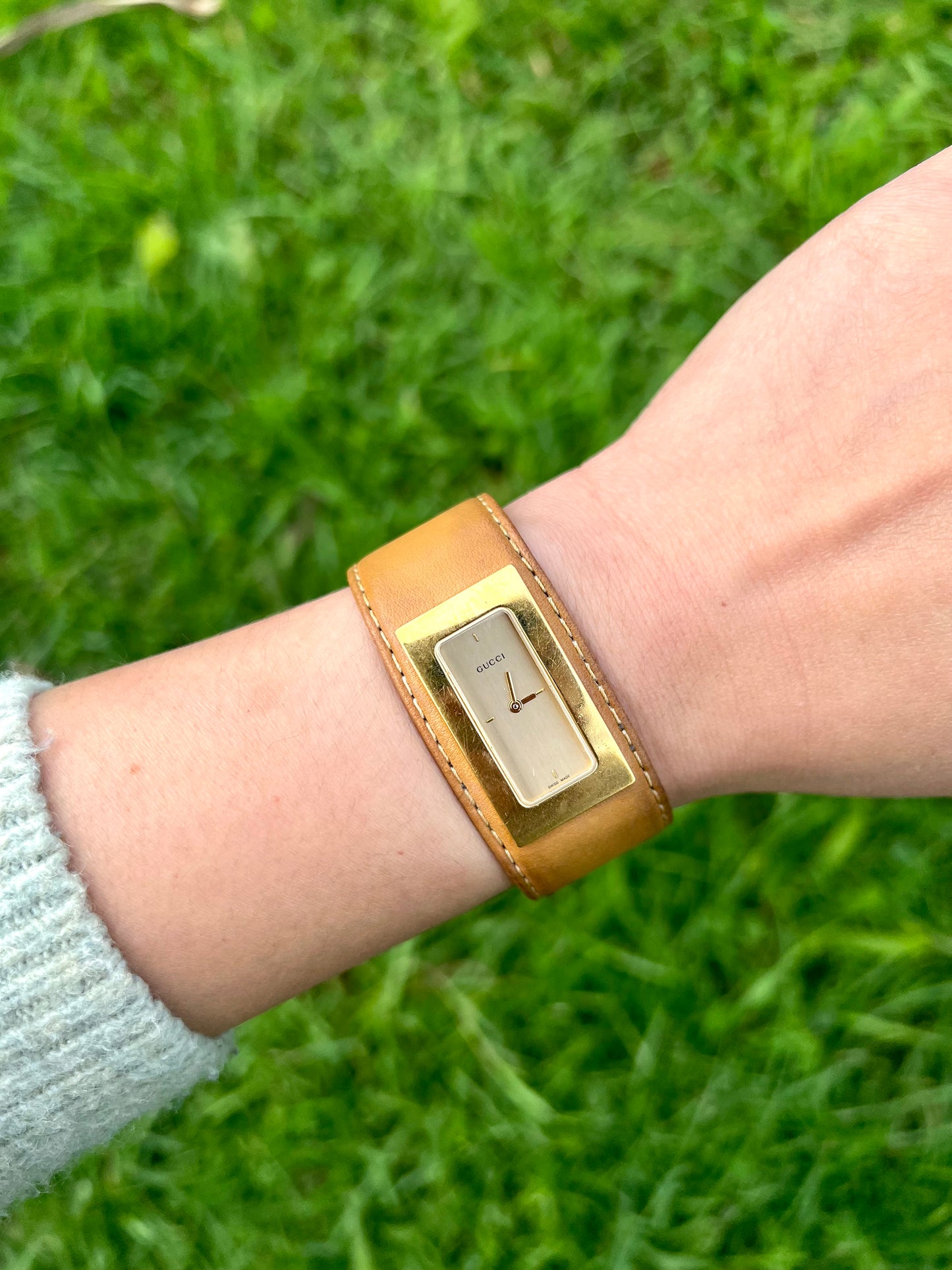 Gucci Gold Leather Cuff Women’s Watch