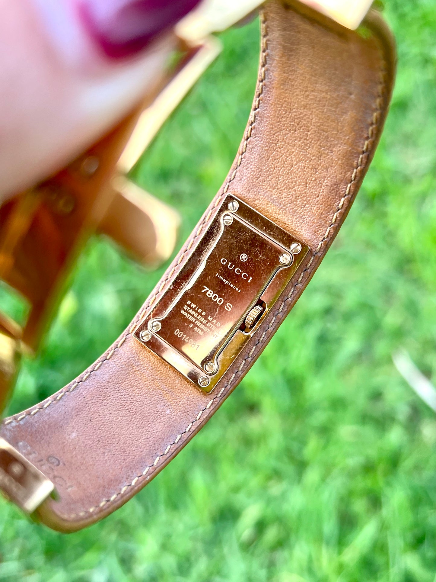 Gucci Gold Leather Cuff Women’s Watch