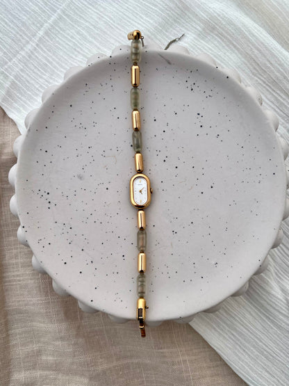 Seiko Ladies Capsule Shaped Gold and Unique Resin Bracelet Watch