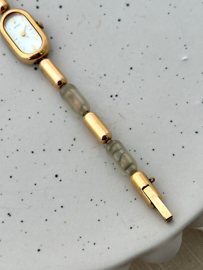 Seiko Ladies Capsule Shaped Gold and Unique Resin Bracelet Watch