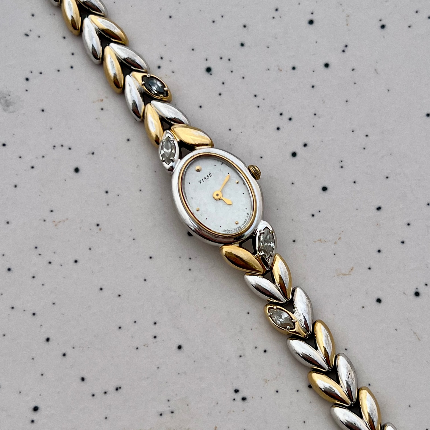 Seiko Ladies Two Tone Oval Bracelet Watch with Gem Stones