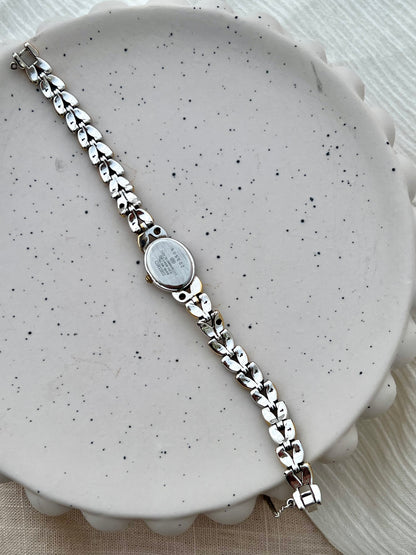Seiko Ladies Two Tone Oval Bracelet Watch with Gem Stones