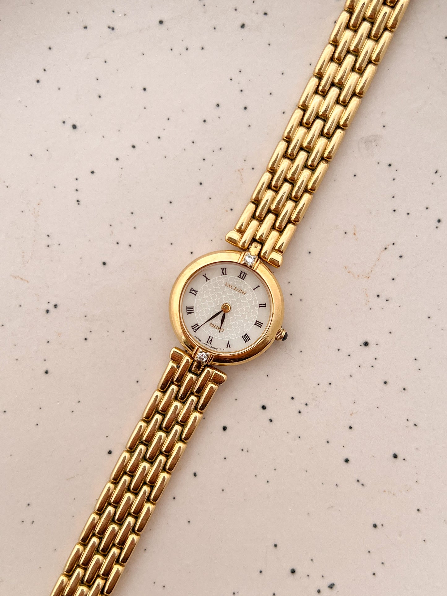 Seiko Exceline Gold-Tone Bracelet Woman's Watch with Diamond Accents