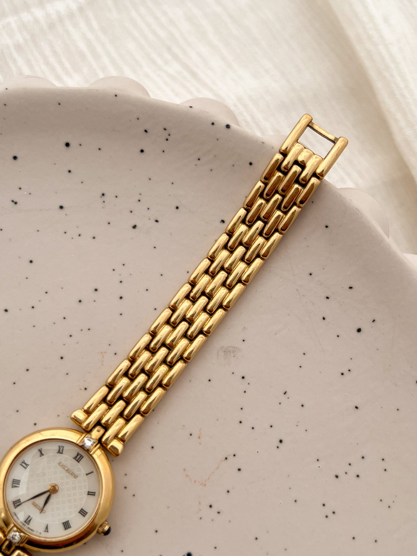 Seiko Exceline Gold-Tone Bracelet Woman's Watch with Diamond Accents
