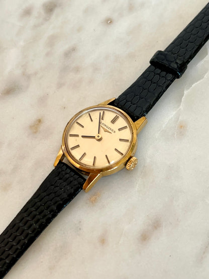 Longines Gold Tone Round Women's Watch with Golden Dial