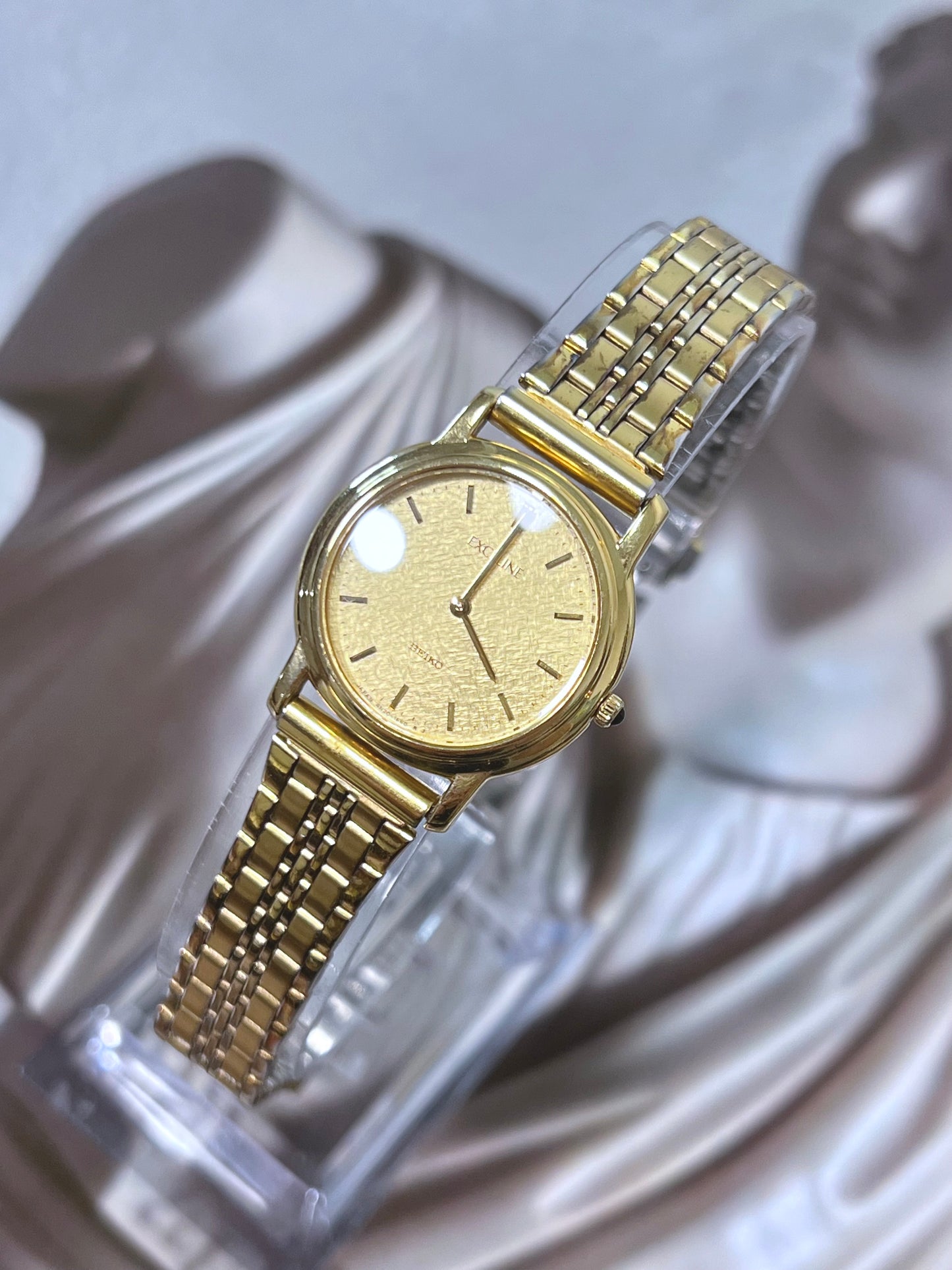 Seiko Exceline Frosted Gold Dial Jewellery Watch