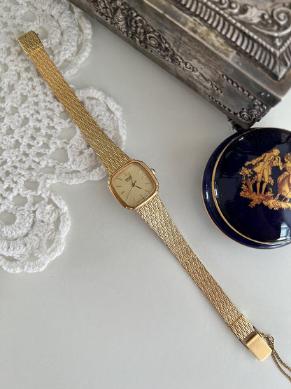 Seiko Gold Toned Women's Watch with Textured Bracelet