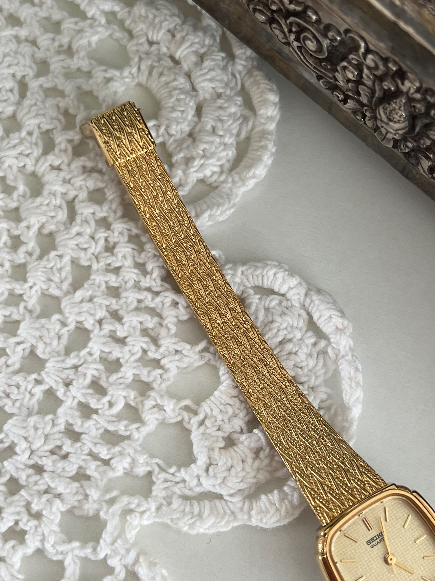 Seiko Gold Toned Women's Watch with Textured Bracelet