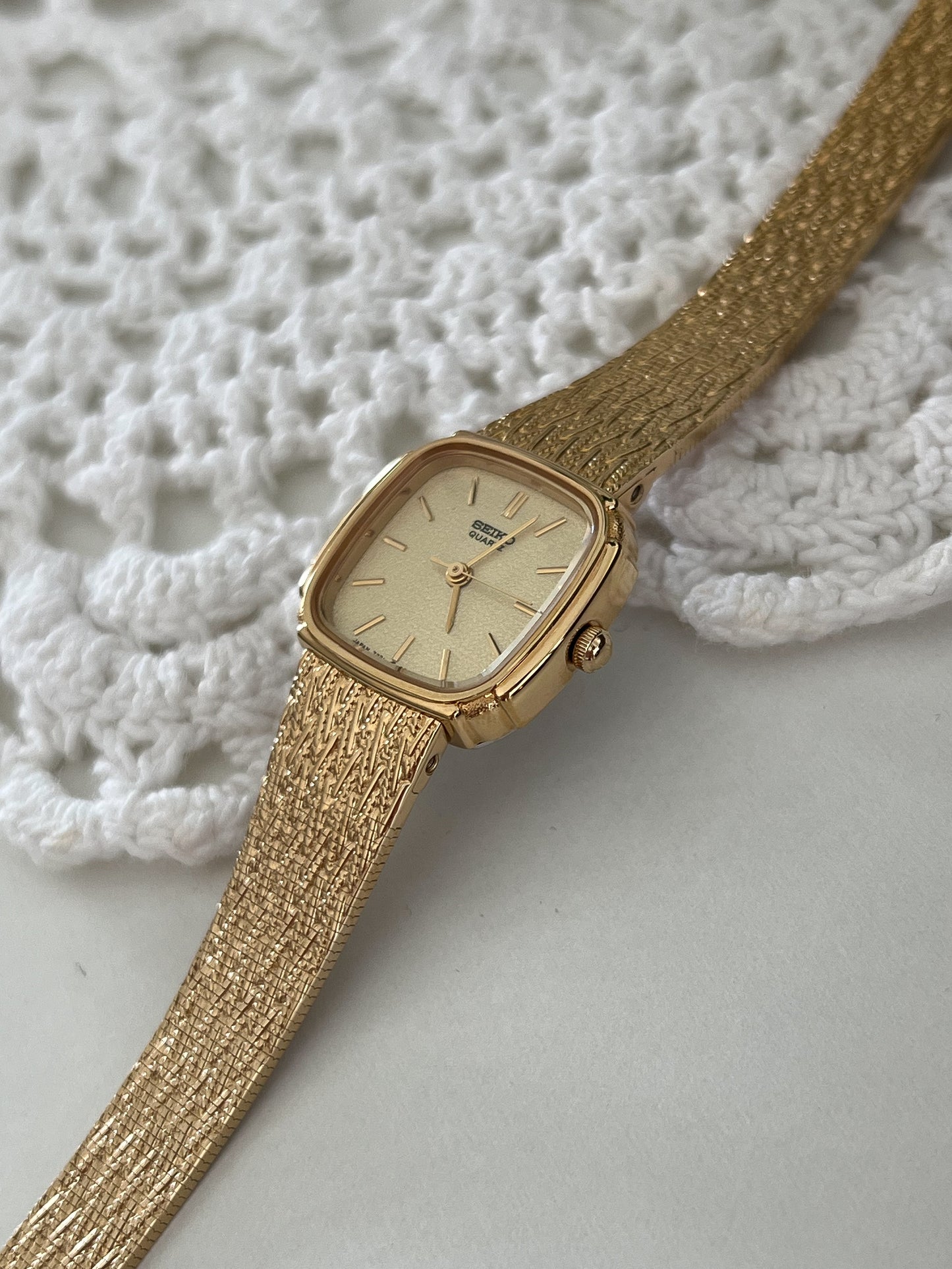 Seiko Gold Toned Women's Watch with Textured Bracelet