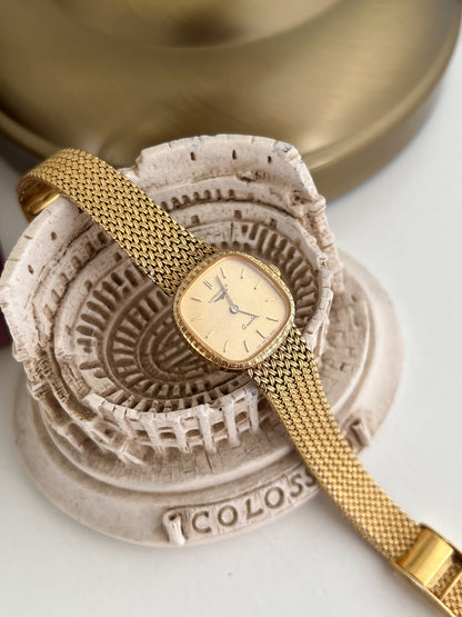 Longines Textured Gold Watch with Woven Bracelet