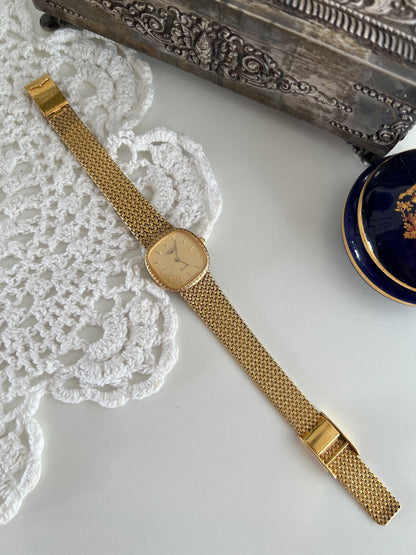 Longines Textured Gold Watch with Woven Bracelet