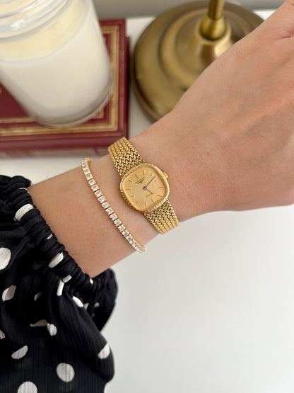Longines Textured Gold Watch with Woven Bracelet