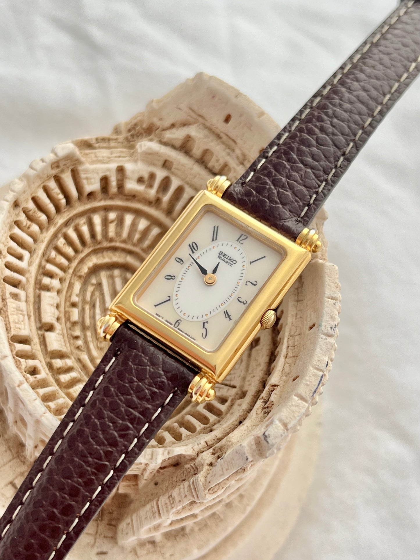 Seiko Gold Rectangular Roman Dial Women’s Watch