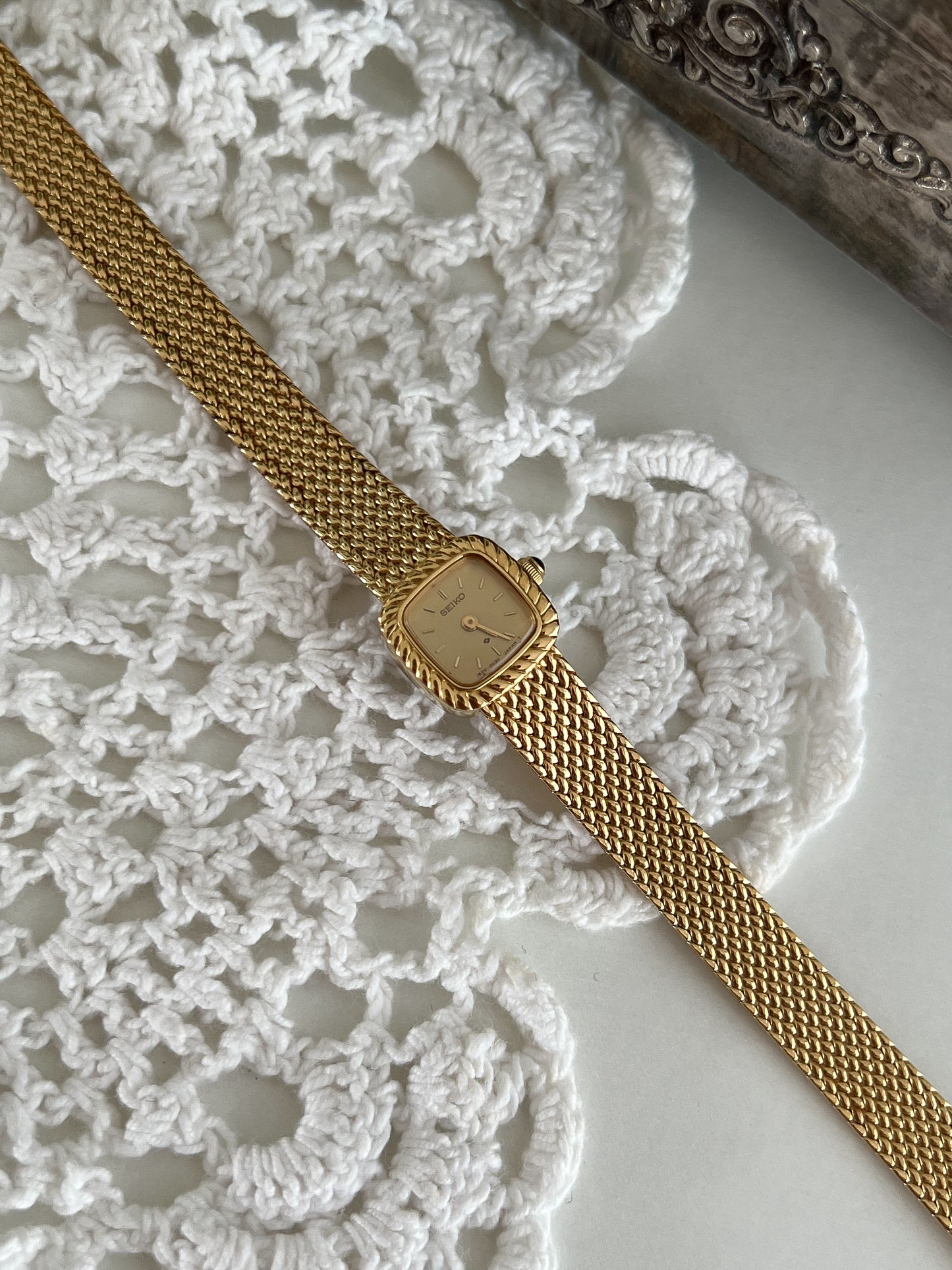 Seiko Mini Rope Bezel Cushioned Women's Watch in Gold Tone