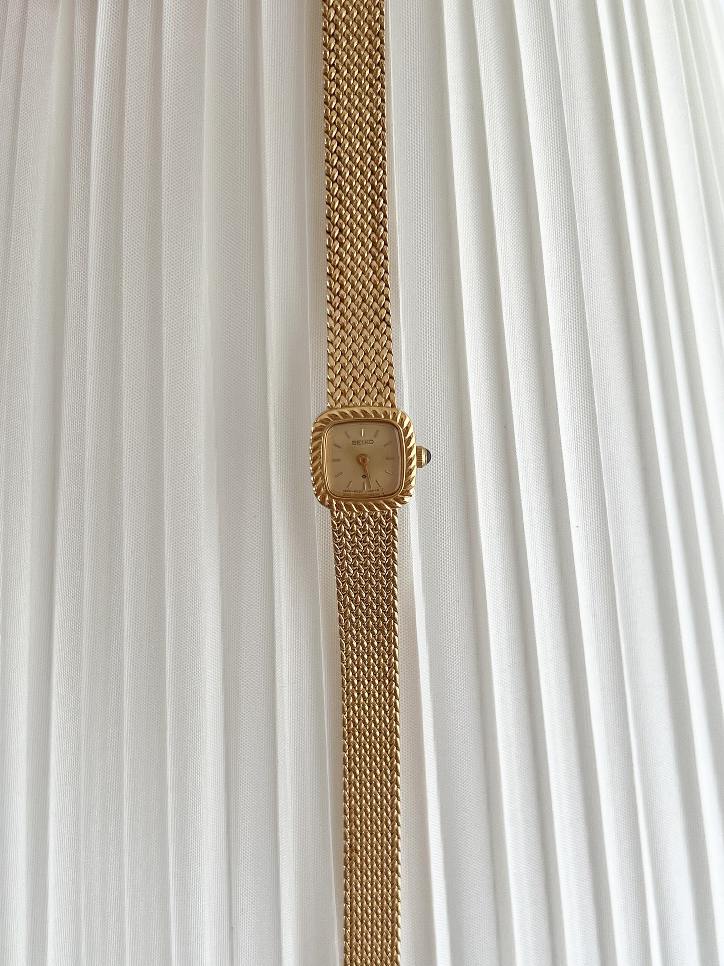 Seiko Mini Rope Bezel Cushioned Women's Watch in Gold Tone