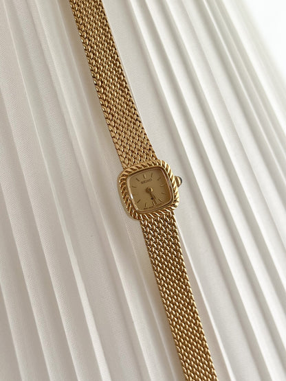 Seiko Mini Rope Bezel Cushioned Women's Watch in Gold Tone