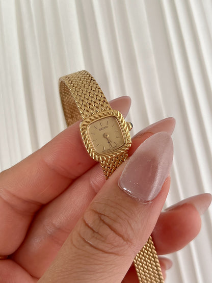 Seiko Mini Rope Bezel Cushioned Women's Watch in Gold Tone