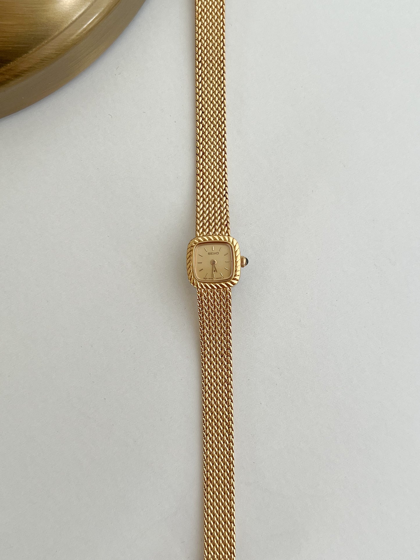 Seiko Mini Rope Bezel Cushioned Women's Watch in Gold Tone