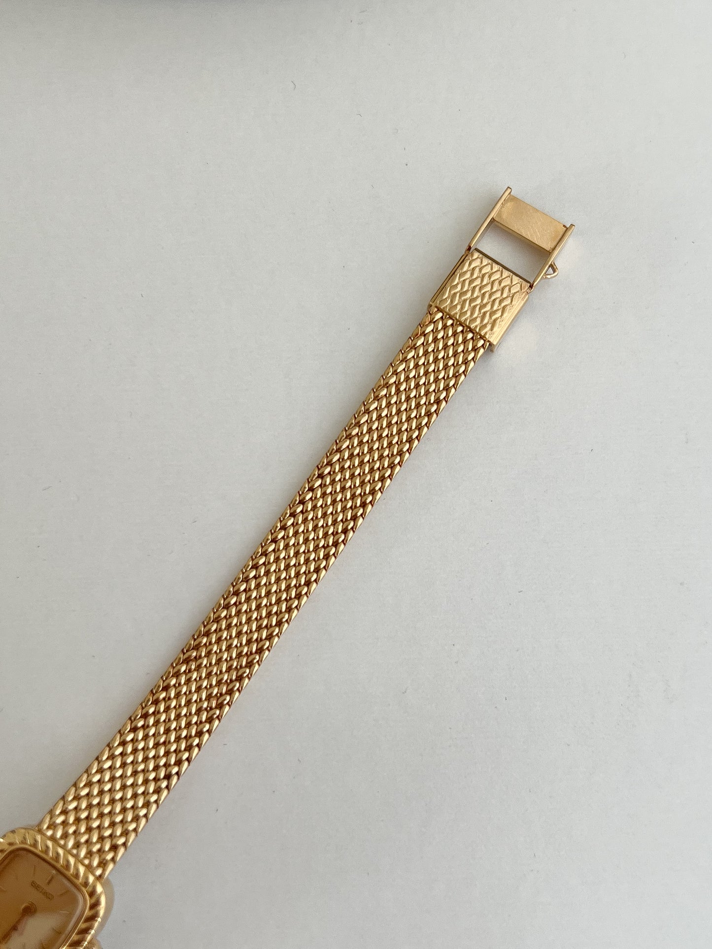 Seiko Gold Cushion Women's Watch with Textured Bracelet