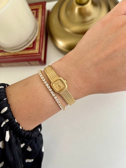 Seiko Mini Rope Bezel Cushioned Women's Watch in Gold Tone