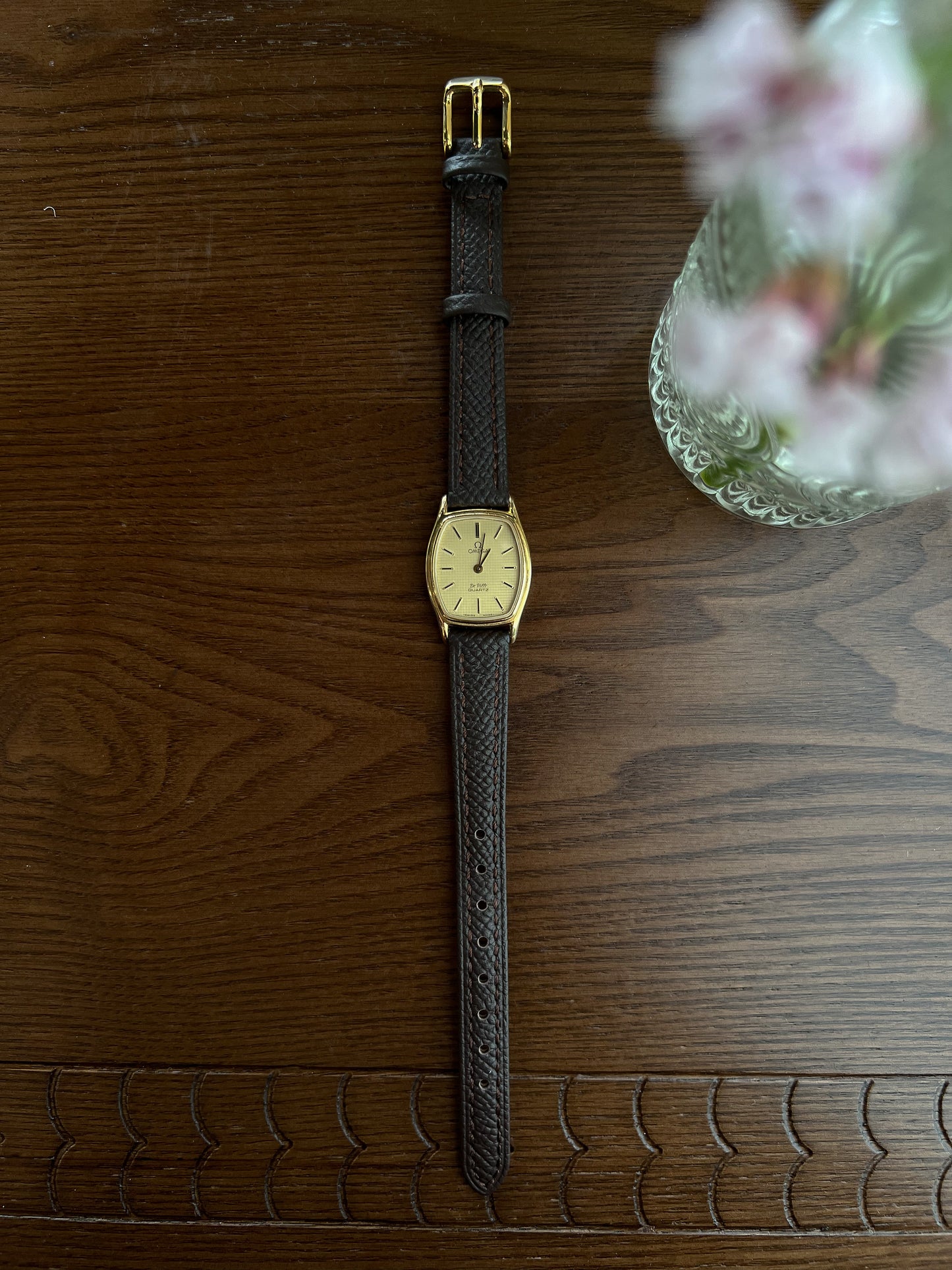 Omega De Ville Tonneau Grid Dial Womens Watch