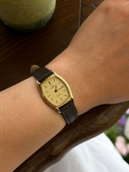 Omega De Ville Tonneau Grid Dial Womens Watch