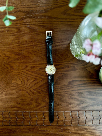 Seiko Exceline Two Tone Round Women's Watch with Patterned Dial