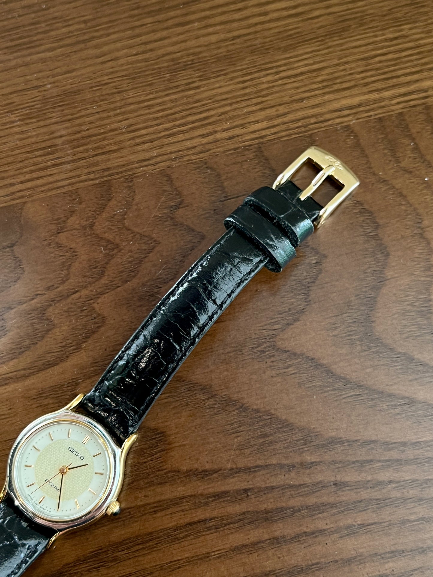 Seiko Exceline Two Tone Round Women's Watch with Patterned Dial