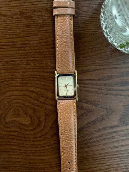Seiko Exceline Rectangular Dress Watch with Clipped Corners