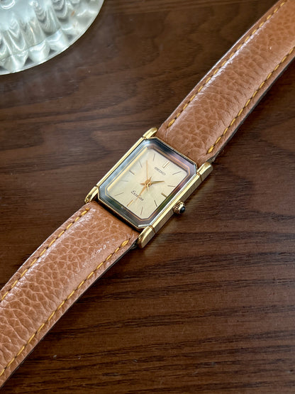Seiko Exceline Rectangular Dress Watch with Clipped Corners