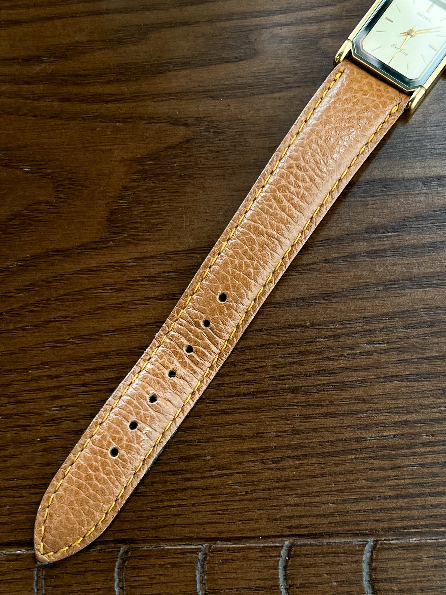 Seiko Exceline Rectangular Dress Watch with Clipped Corners