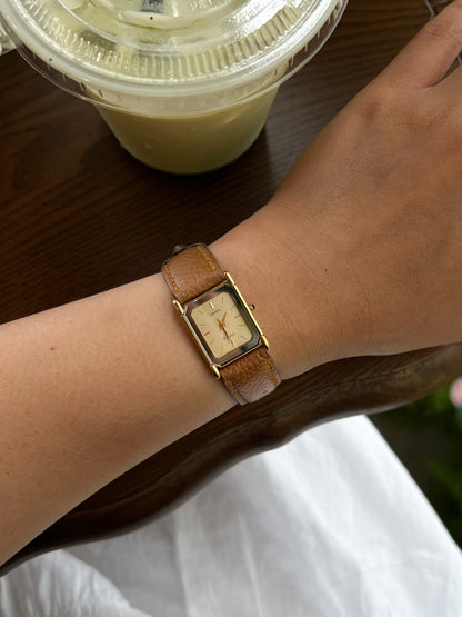 Seiko Exceline Rectangular Dress Watch with Clipped Corners