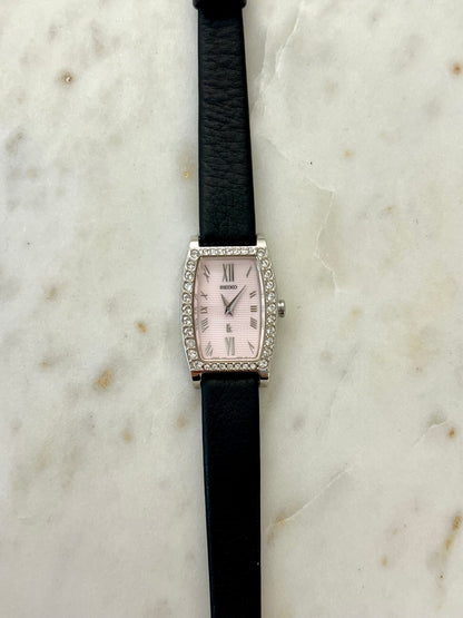 Seiko Lukia Tonneau Women's Watch with Diamond Set Bezel