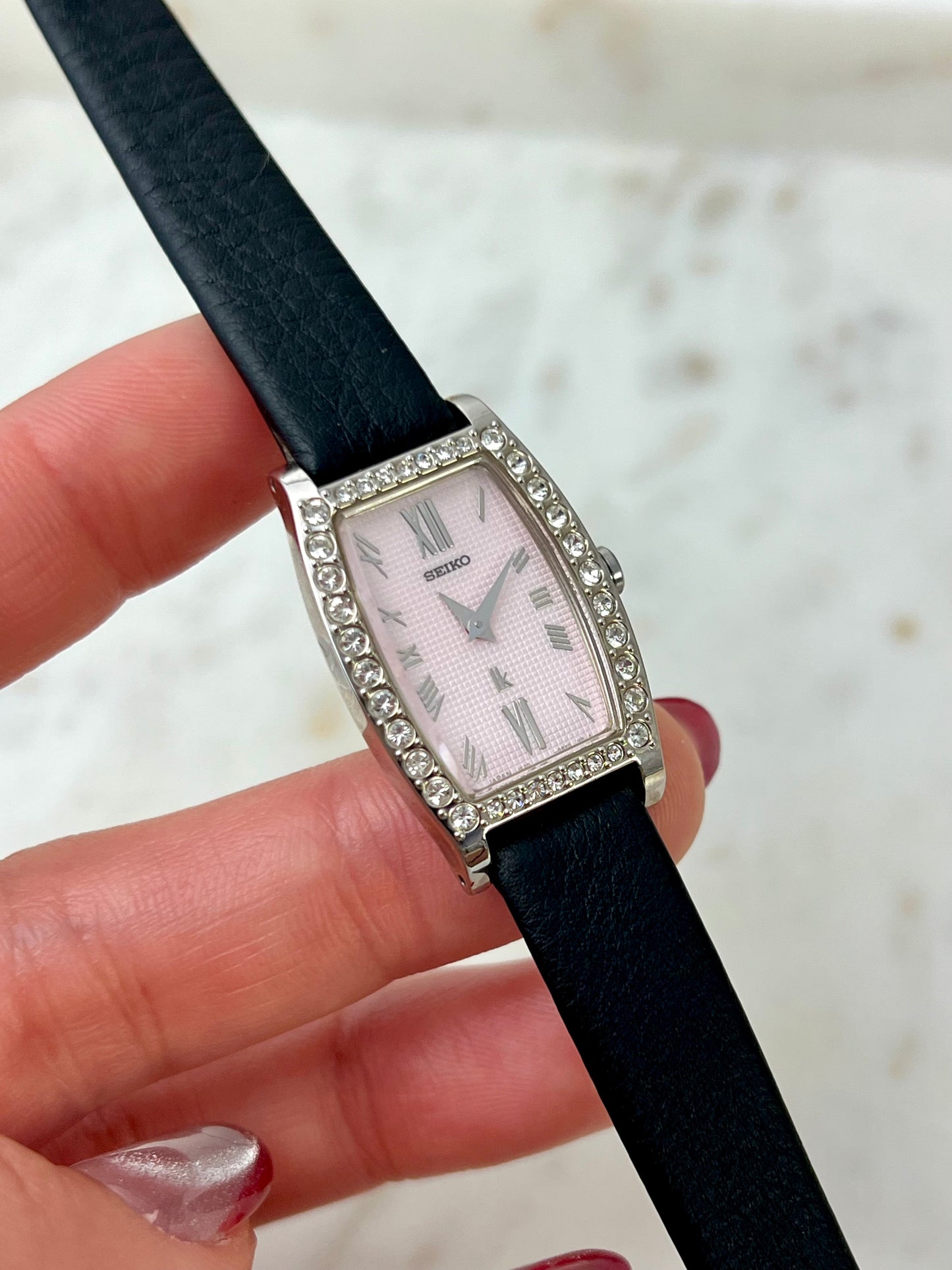 Seiko Lukia Tonneau Women's Watch with Diamond Set Bezel