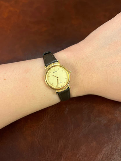 Seiko Exceline Ladies Watch in Gold with Beaded Bezel