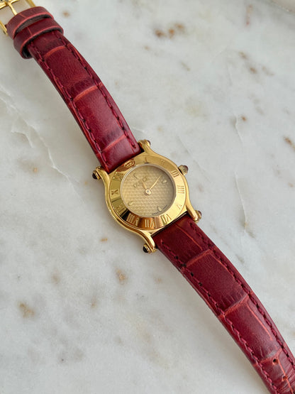 Gucci Gold Toned Ladies Watch with Roman Bezel and Textured Dial