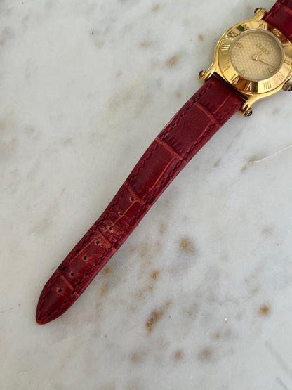 Gucci Gold Toned Ladies Watch with Roman Bezel and Textured Dial