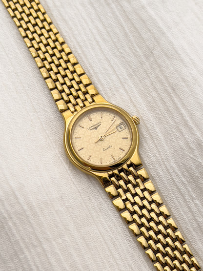 Longines Gold Ladies’ Watch with Patterned Dial & Bracelet