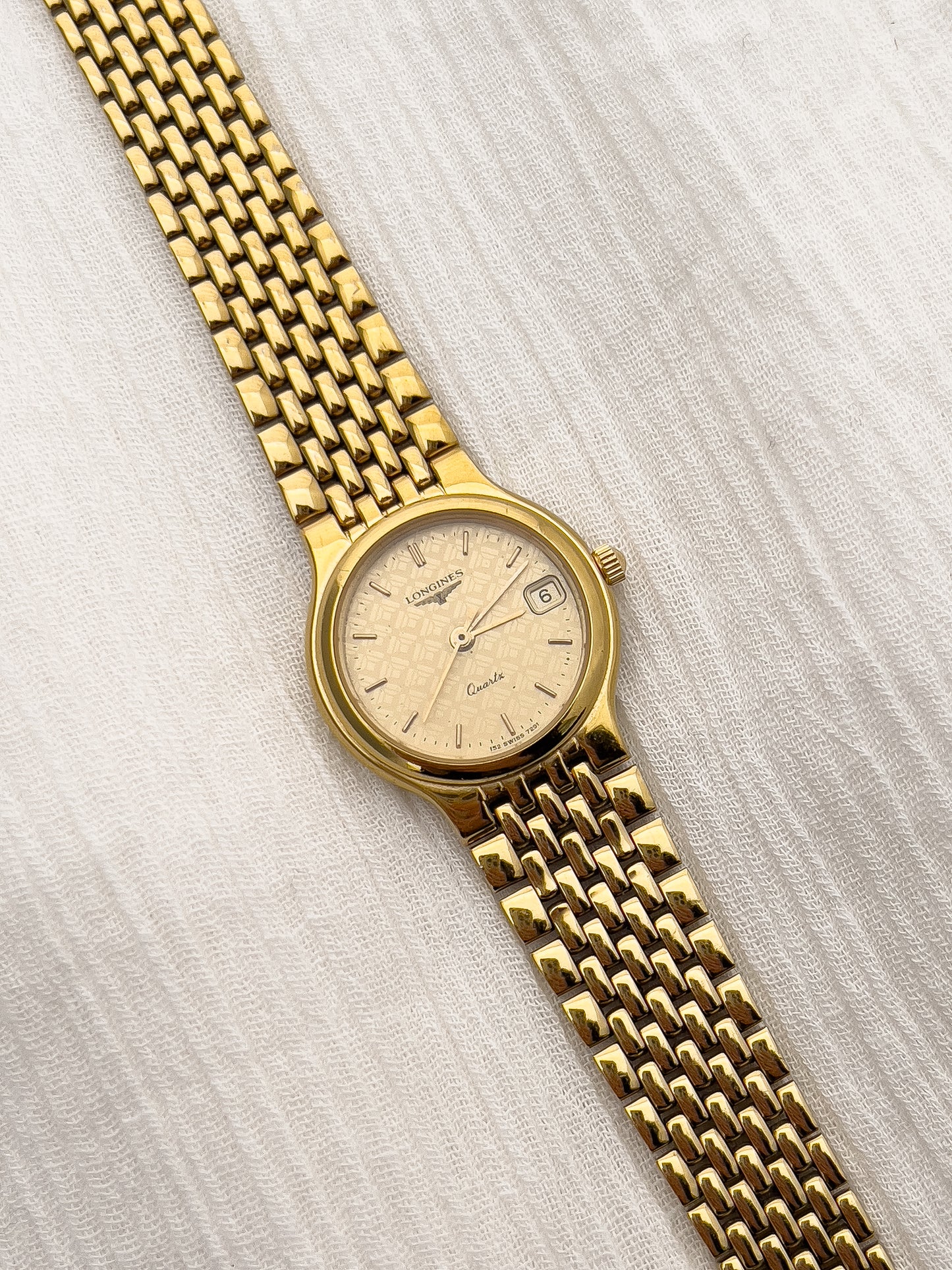 Longines Gold Ladies’ Watch with Patterned Dial & Bracelet
