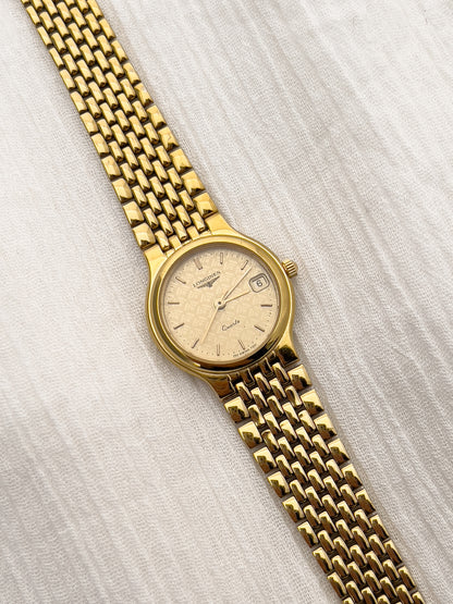 Longines Gold Ladies’ Watch with Patterned Dial & Bracelet
