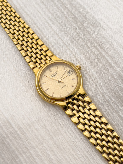 Longines Gold Ladies’ Watch with Patterned Dial & Bracelet