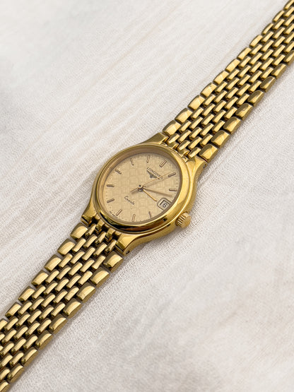Longines Gold Ladies’ Watch with Patterned Dial & Bracelet
