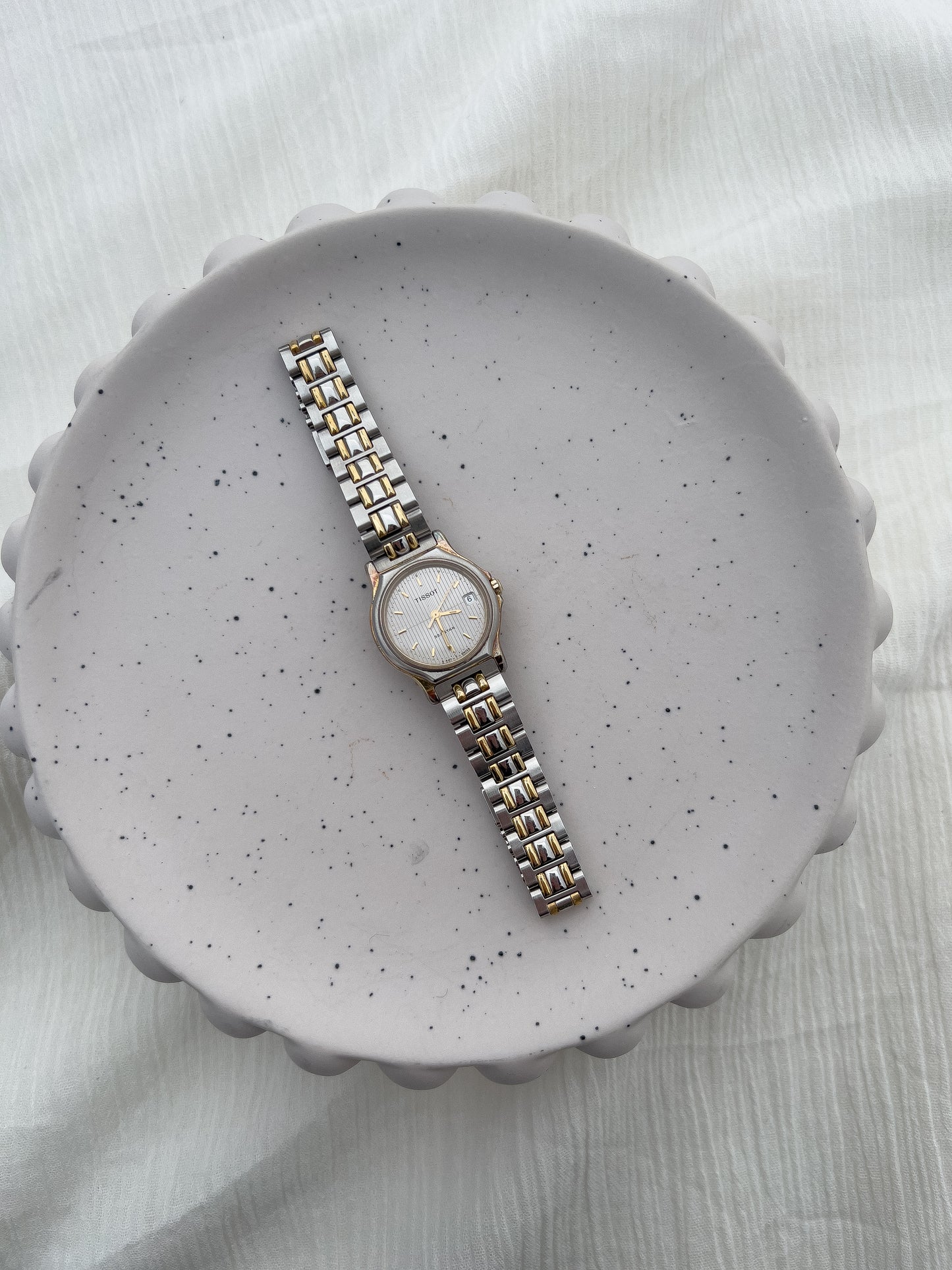 Tissot Seastar Ladies’ Two-Tone Watch with Textured Silver Dial