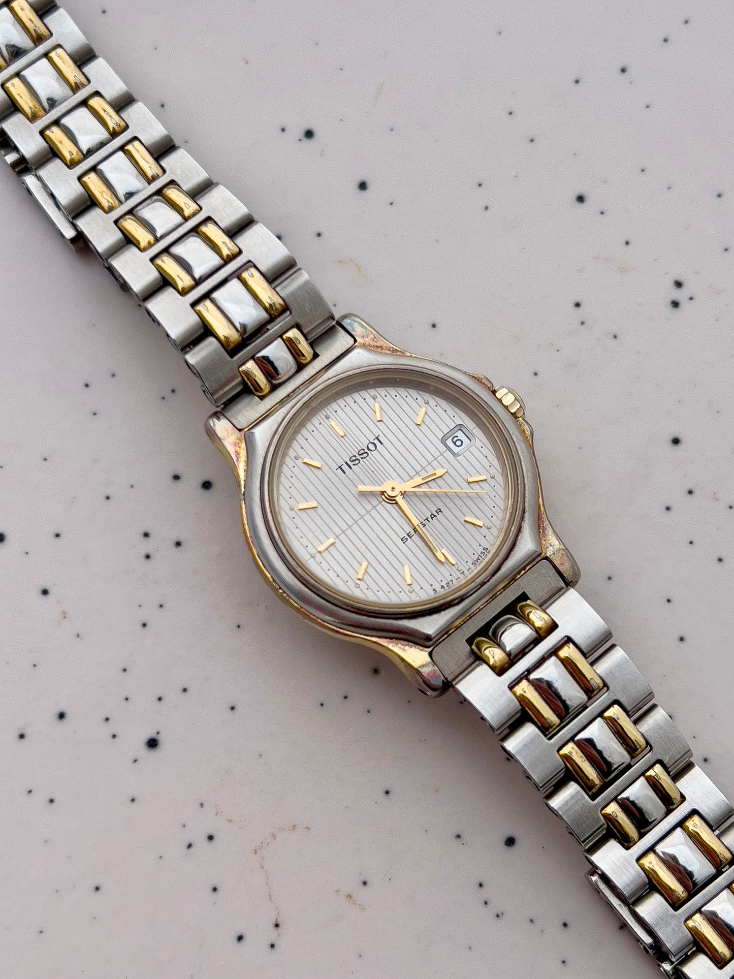 Tissot Seastar Ladies’ Two-Tone Watch with Textured Silver Dial