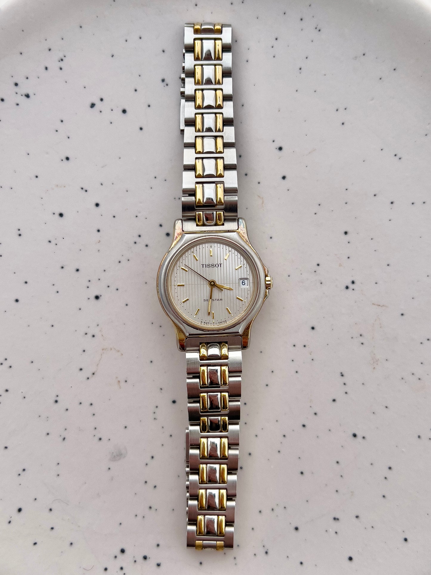 Tissot Seastar Ladies’ Two-Tone Watch with Textured Silver Dial