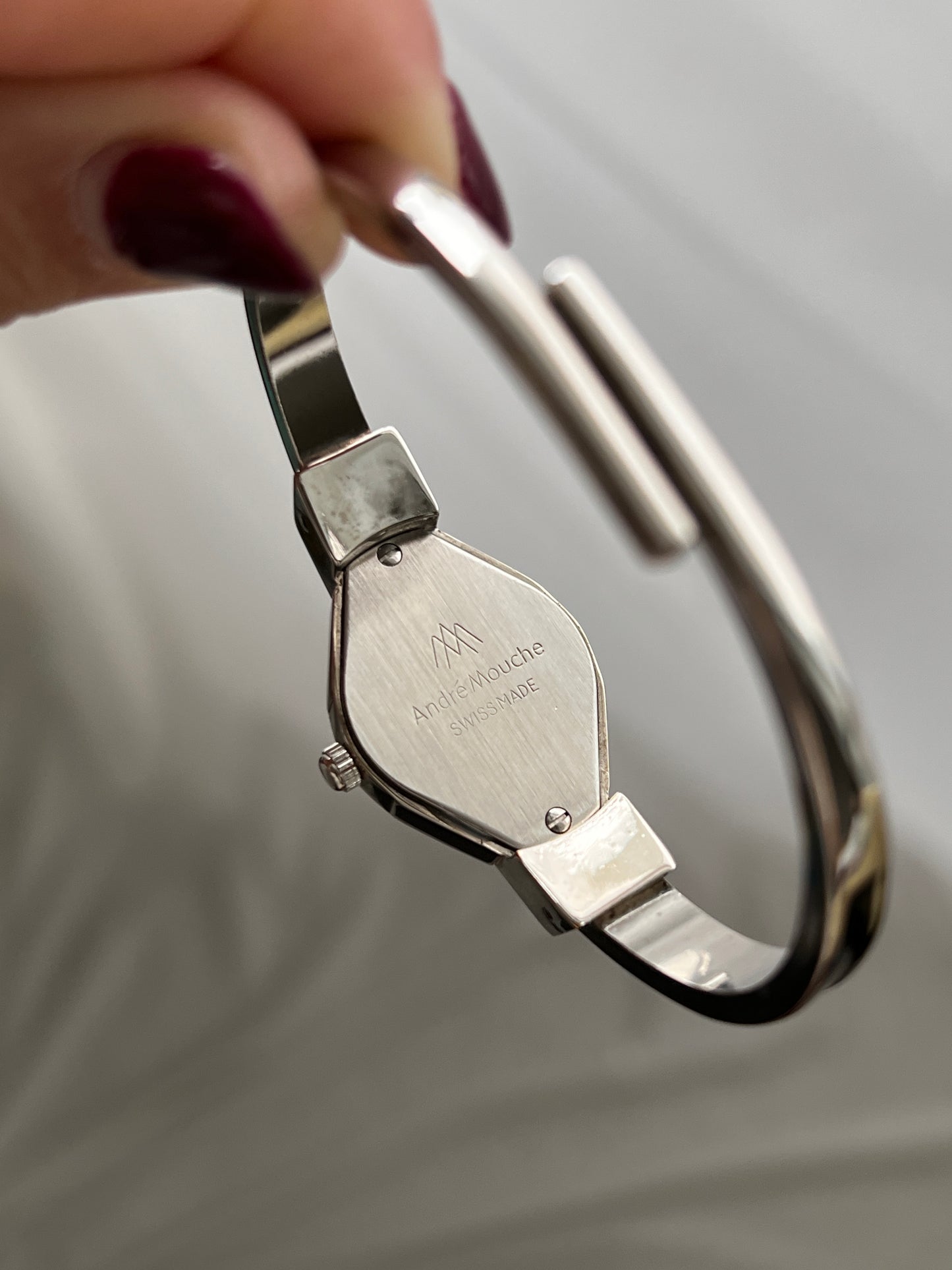 Andre Mouché Rose White Blue Black Enamel Peek A Boo Watch