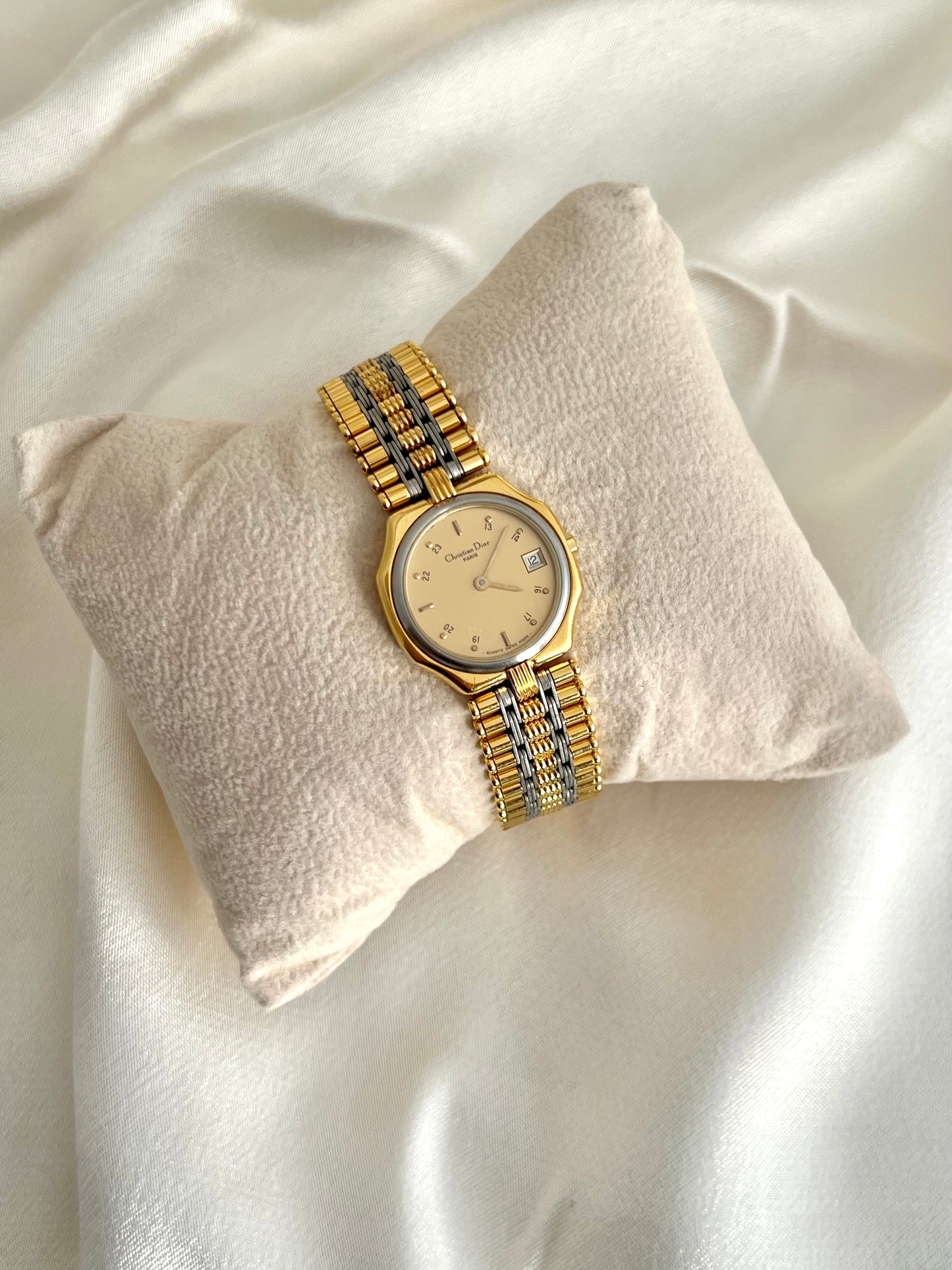 Christian Dior Two Tone Bracelet Women’s Watch 18k Gold Electroplated
