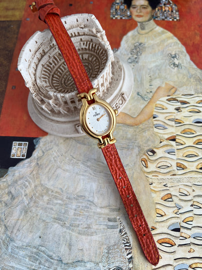 Fendi Chameleon Gold Oval Orange Strap Women’s Watch